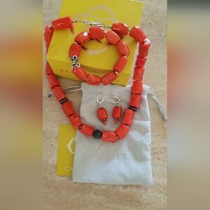 Vintage Kendra Scott Red and Silver Necklace